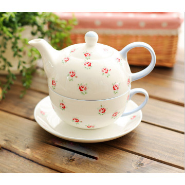 Haonai decal ceramic tea set(pot,cup and plate),customized ceramic tea sets